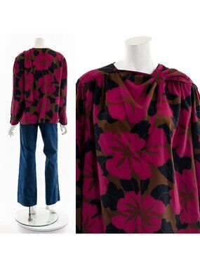 Asymmetric Floral Silky Blouse